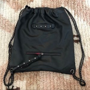 Black leather backpack